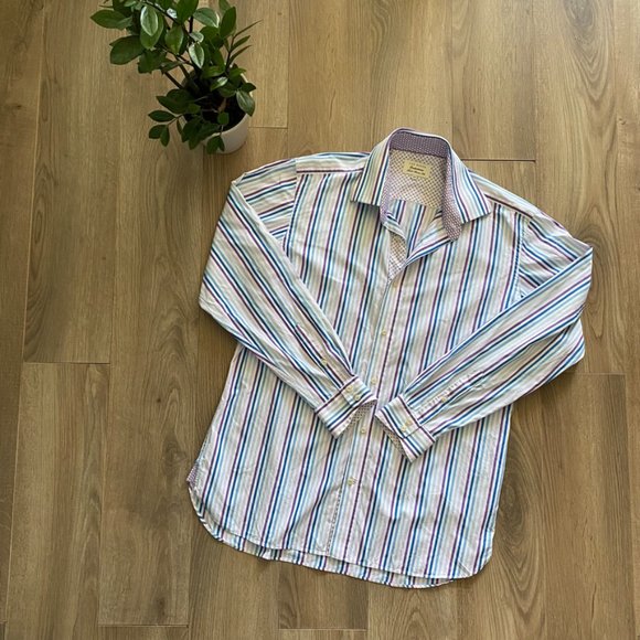 Ted Baker White Striped Button-Down Dress Shirt - Picture 13 of 13